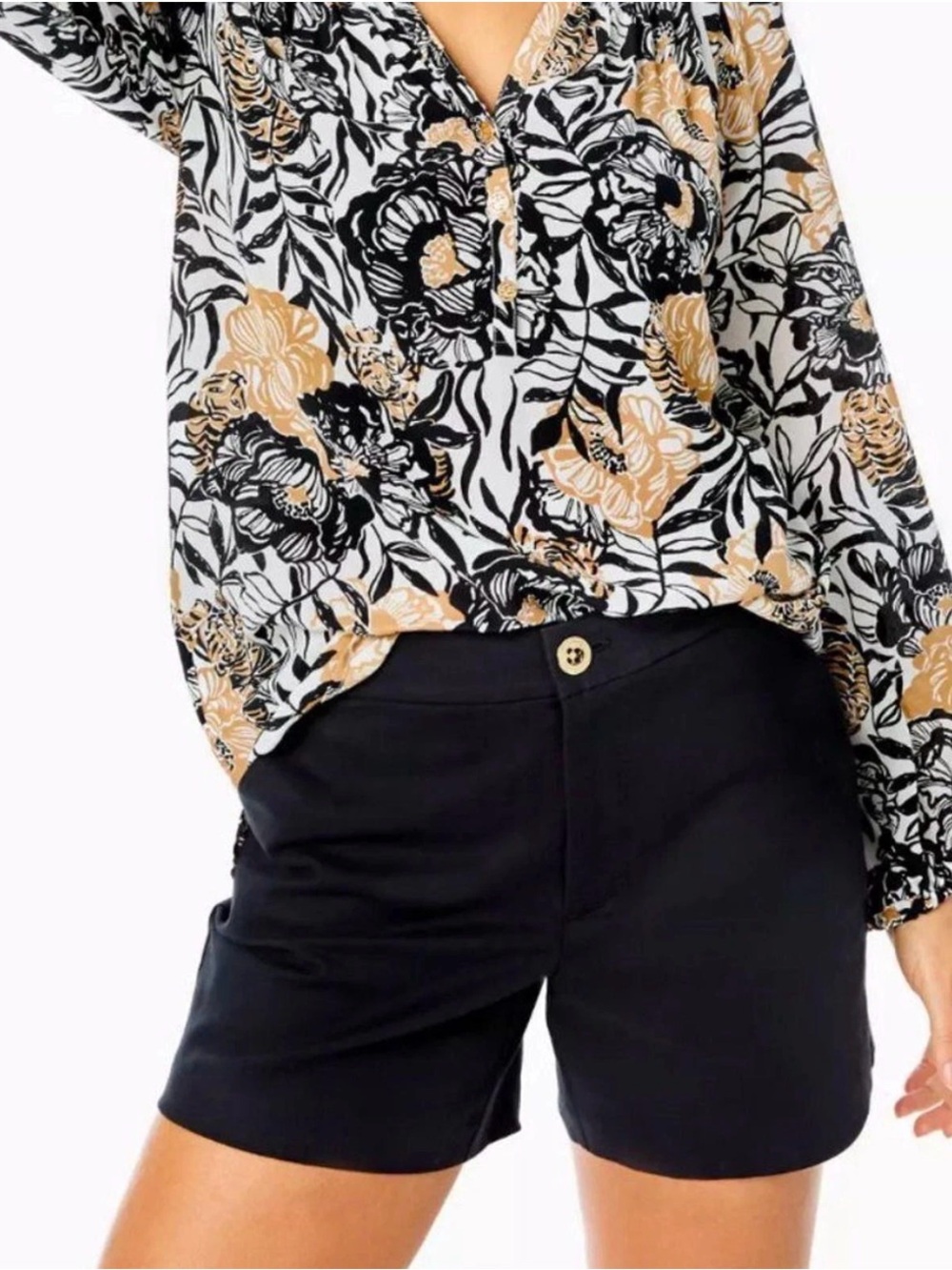 NWT Lilly Pulitzer Gretchen High Rise Shorts Black Noir Size 10